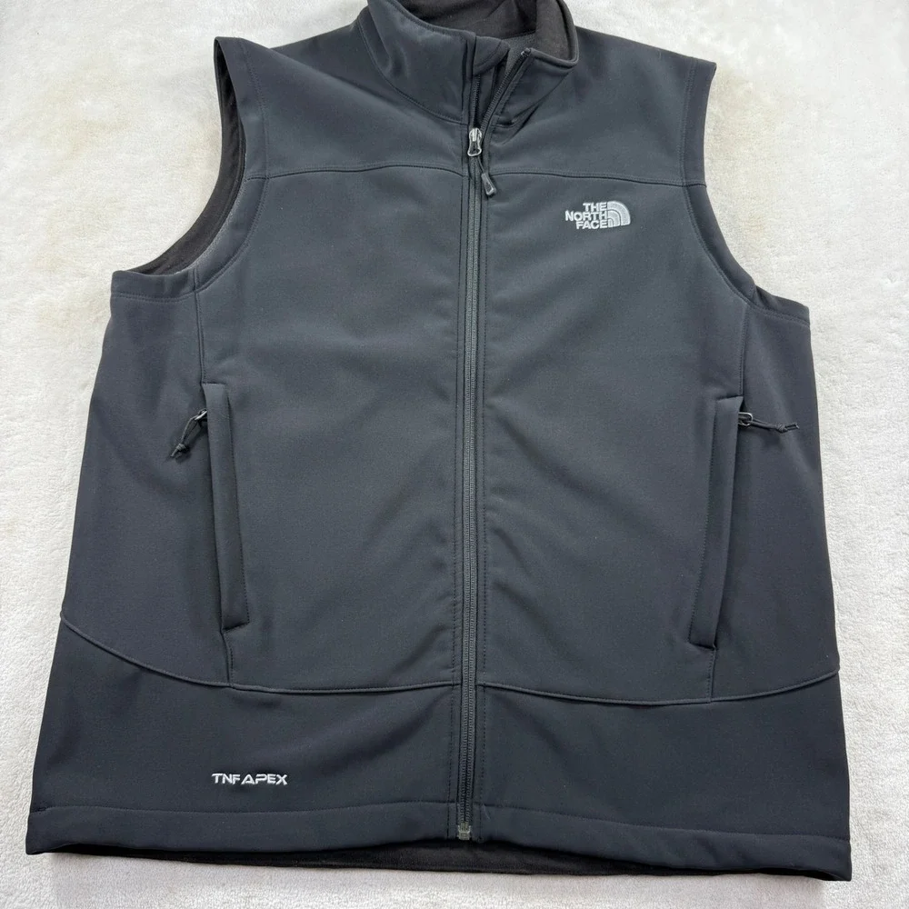 The North Face Mens Apex Bionic Softshell Vest Black Large Full Zip Fleece Lined